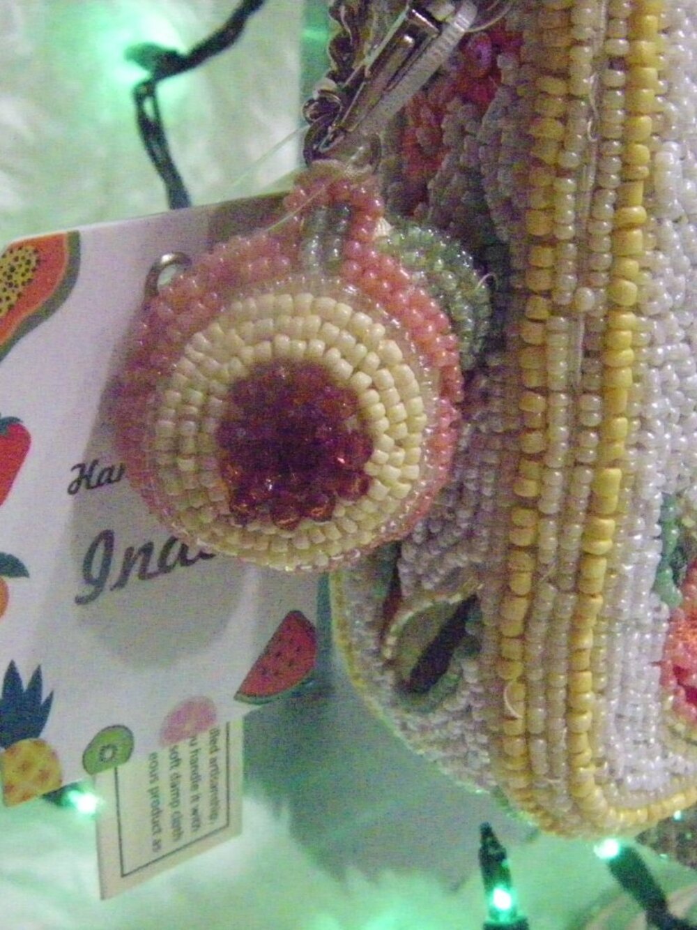 Viral Beaded Shoulder Bag Yellow With Fruit and Charm Handcrafted In India NWT - Picture 10 of 15